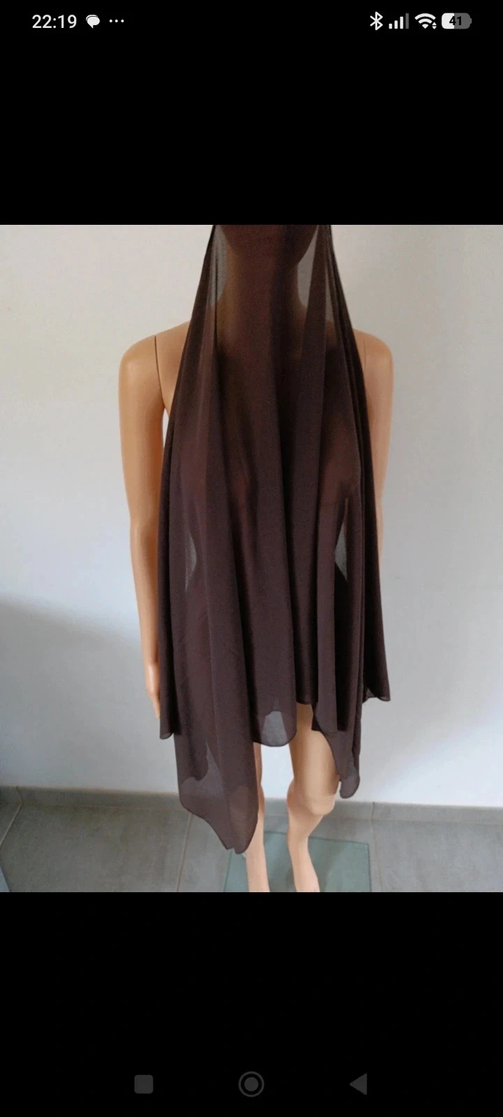 Hijab Khimar longo marrom chocolate 175 × 75 cm – Véu fluido e leve – photo 3